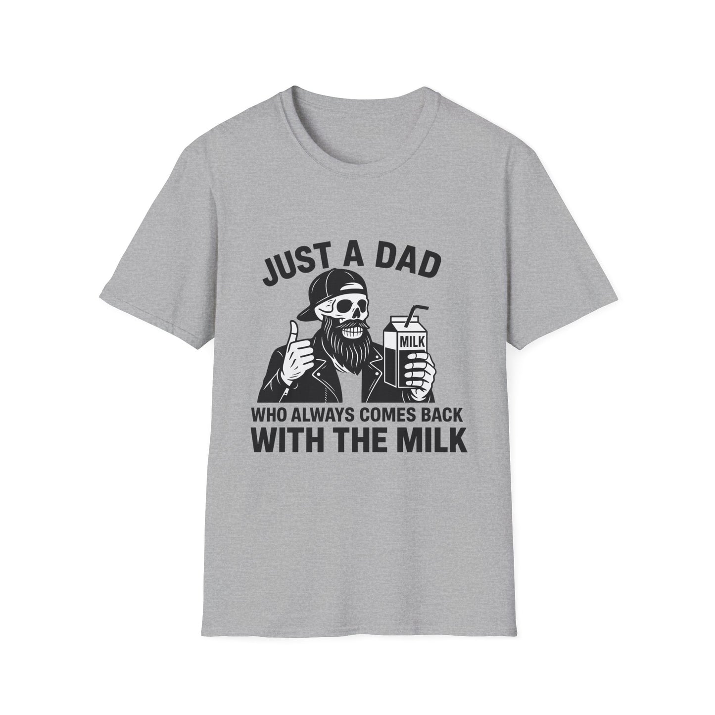 Just a Dad Softstyle T-Shirt, Funny Dad Shirt, Gift for Father's Day, Unisex Tee, Casual Wear, Milk Lover Tee