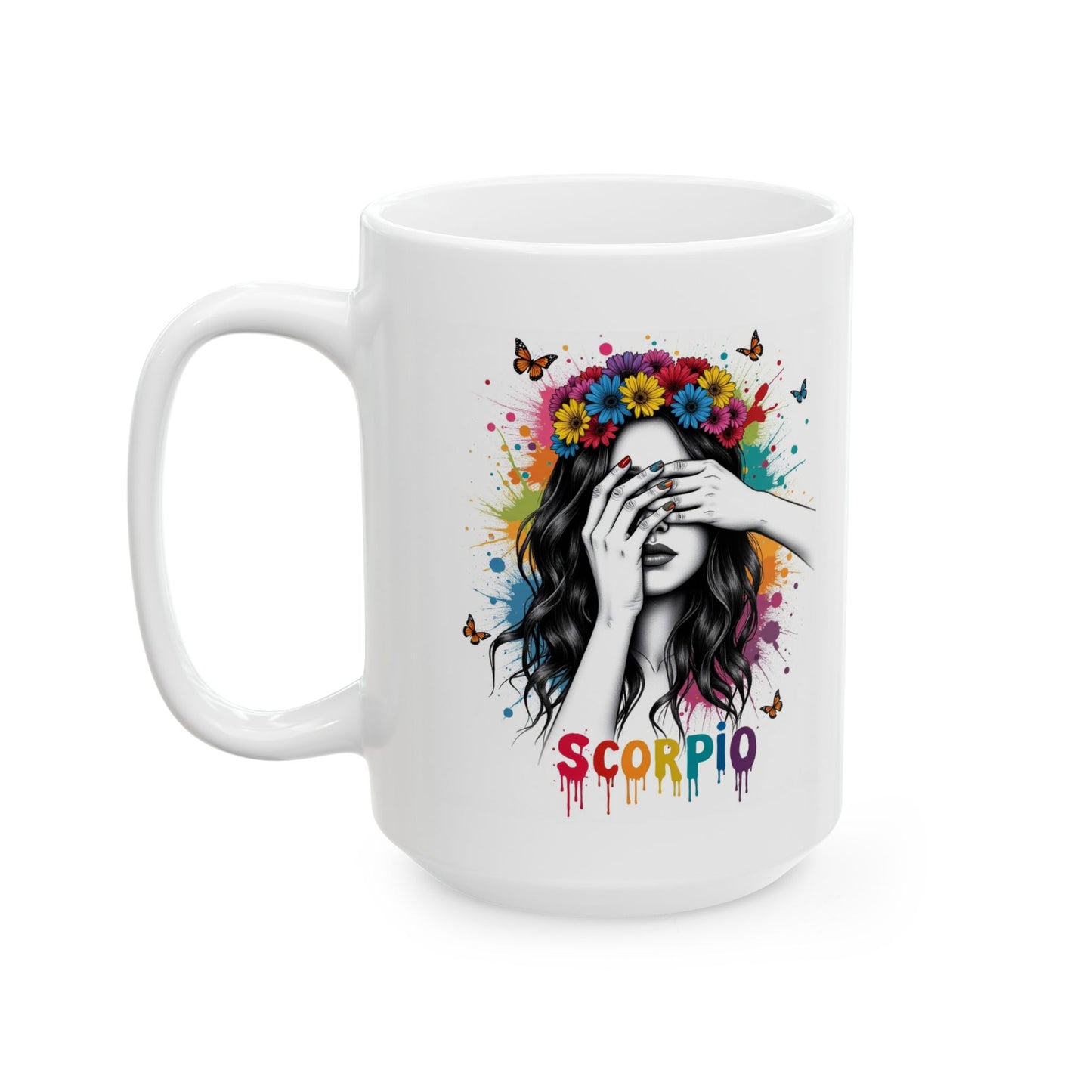 Color Splash Ceramic Scorpio Zodiac Mug - 11oz & 15oz Artist Design