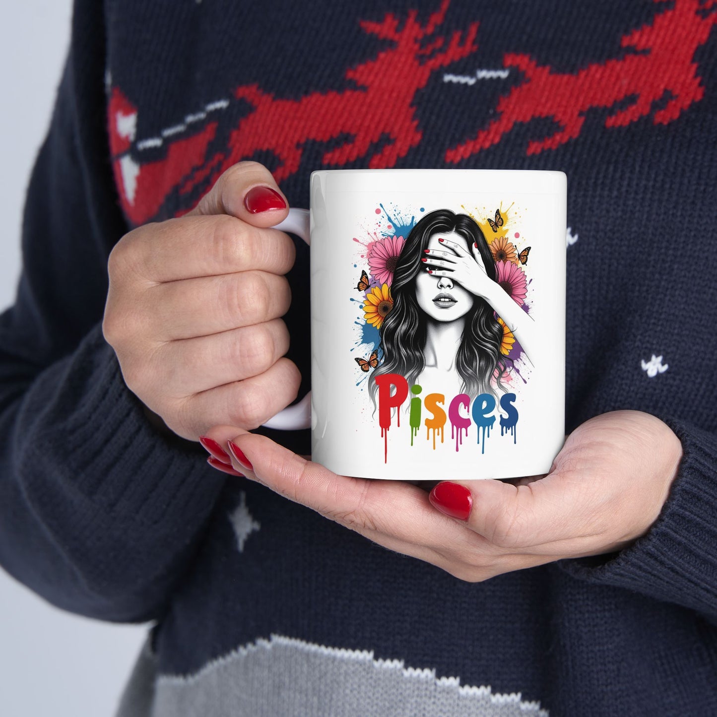 Color Splash Ceramic Pisces Zodiac Mug - 11oz & 15oz Artist Design