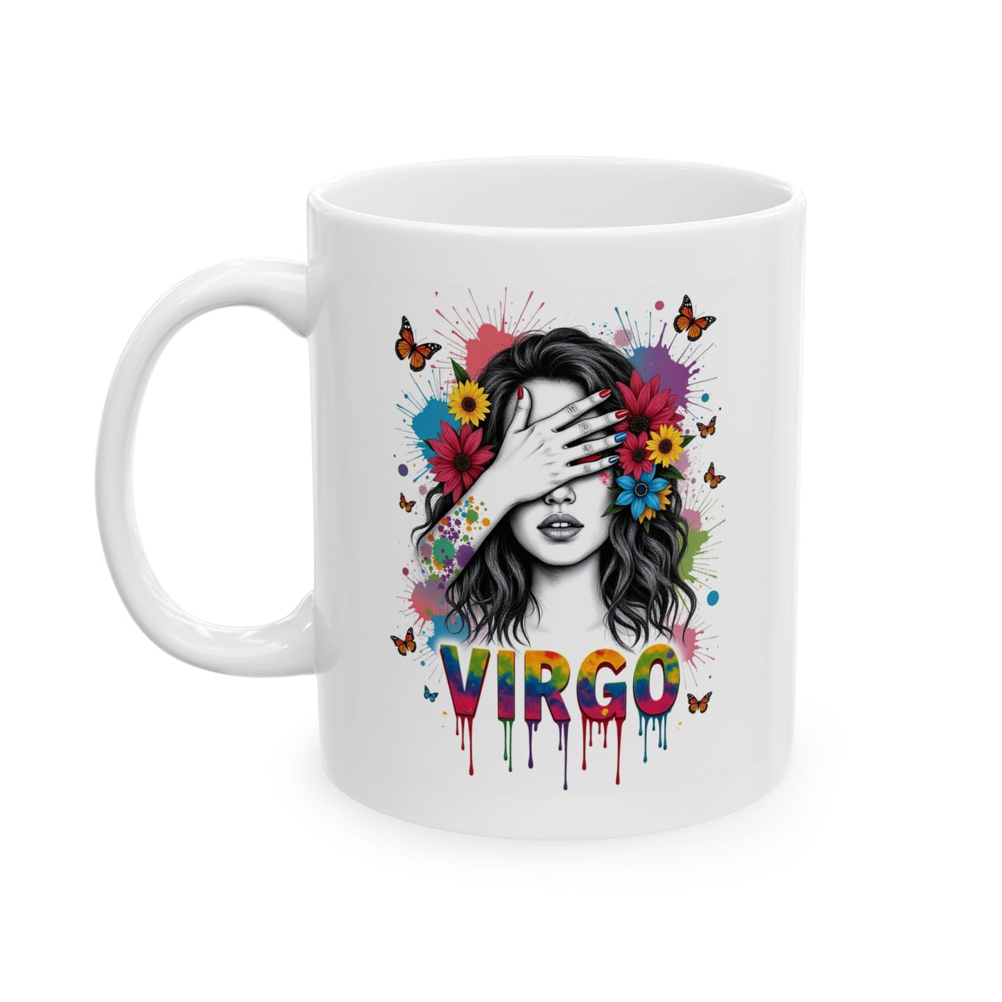 Color Splash Ceramic Virgo Zodiac Mug - 11oz & 15oz Artist Design
