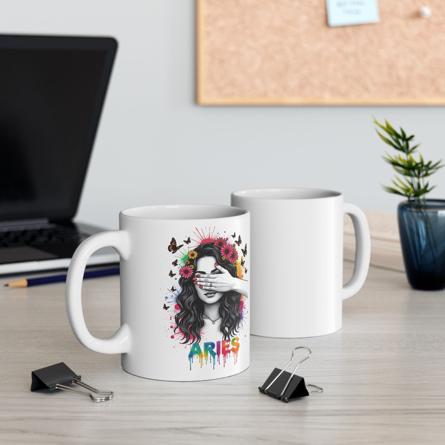 Color Splash Ceramic Aries Zodiac Mug - 11oz & 15oz Artist Design