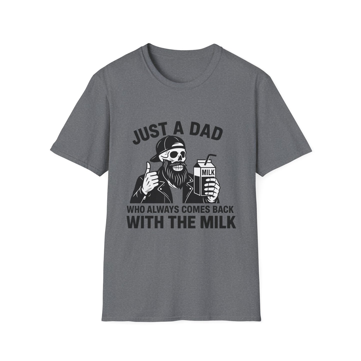 Just a Dad Softstyle T-Shirt, Funny Dad Shirt, Gift for Father's Day, Unisex Tee, Casual Wear, Milk Lover Tee