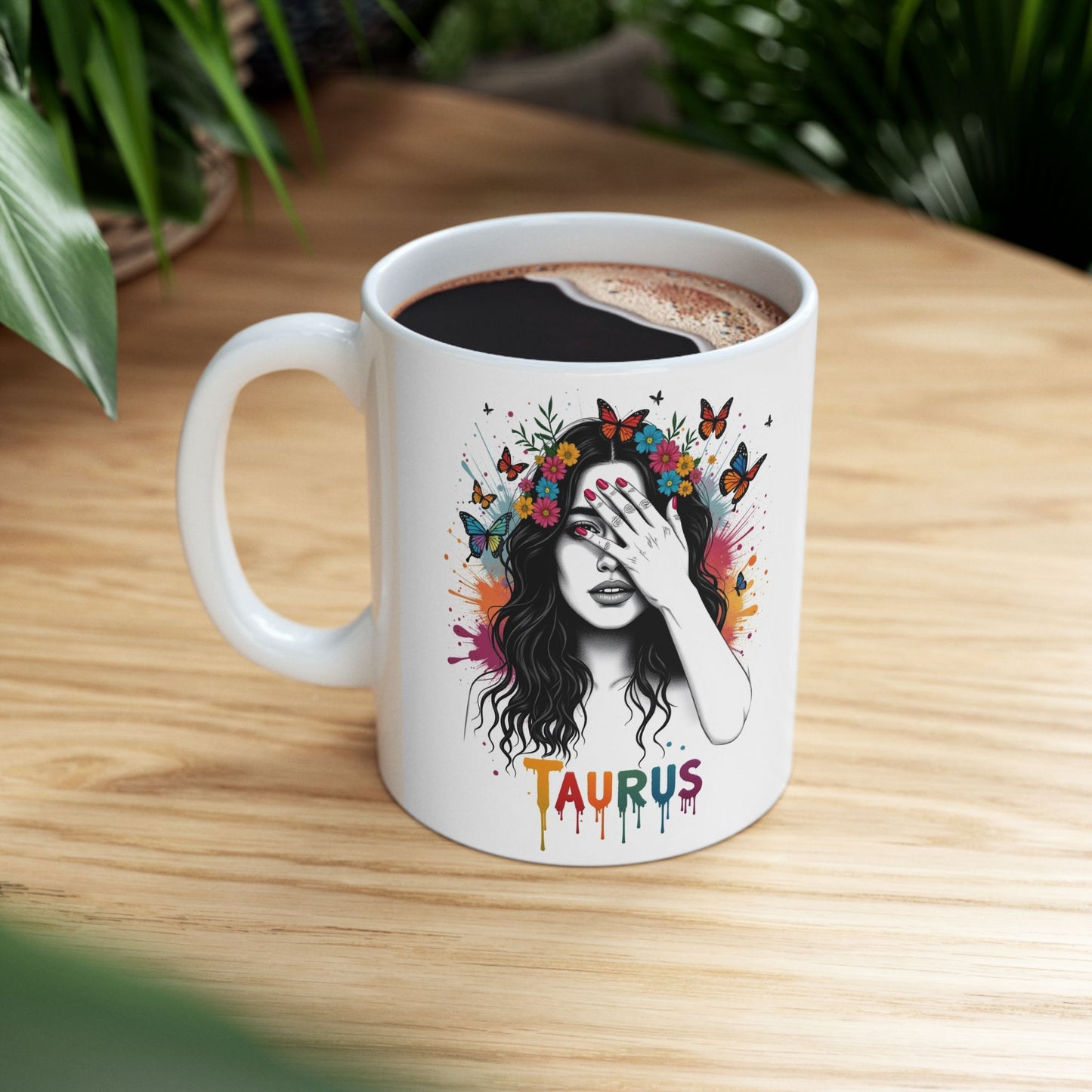 Color Splash Ceramic Taurus Zodiac Mug - 11oz & 15oz Artist Design