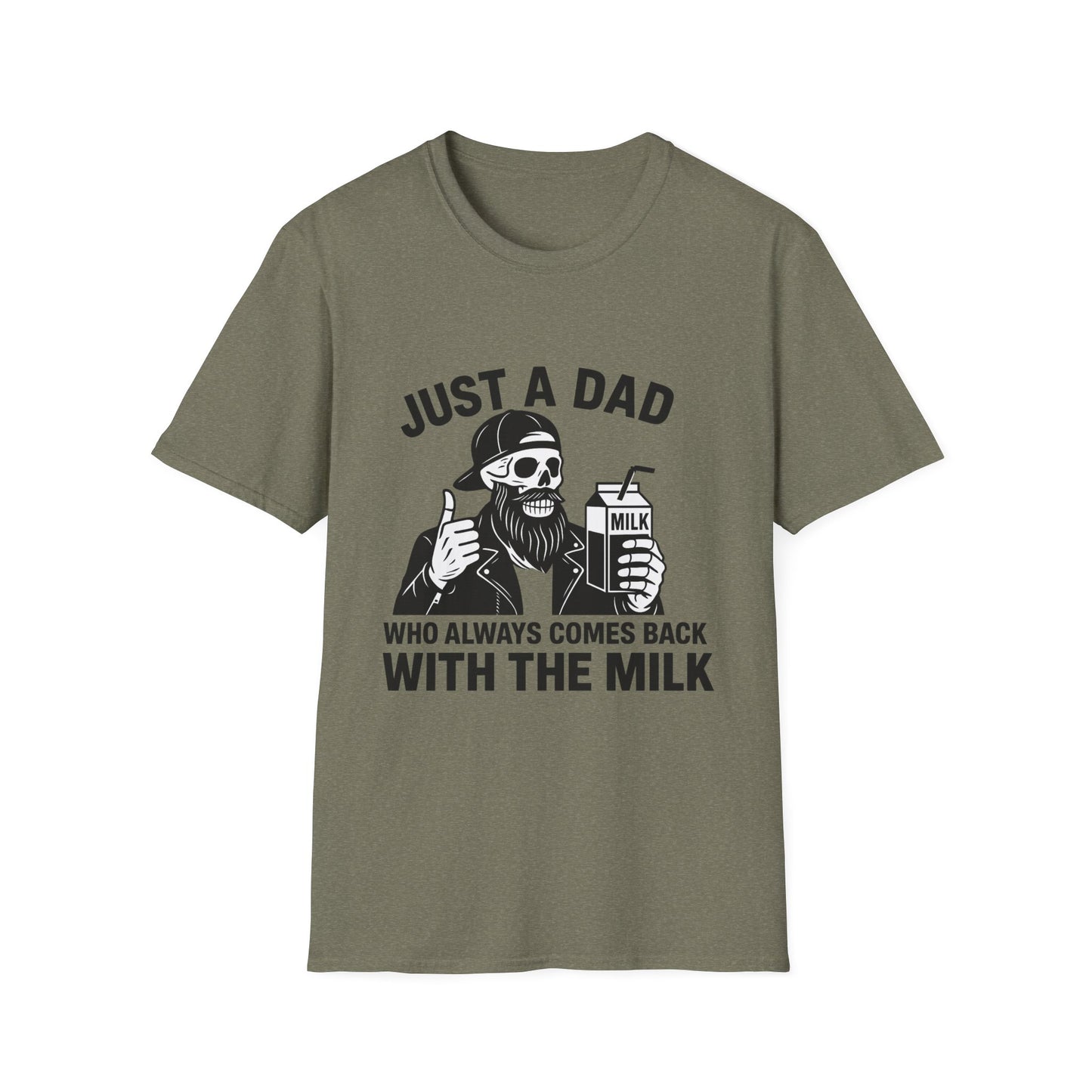 Just a Dad Softstyle T-Shirt, Funny Dad Shirt, Gift for Father's Day, Unisex Tee, Casual Wear, Milk Lover Tee