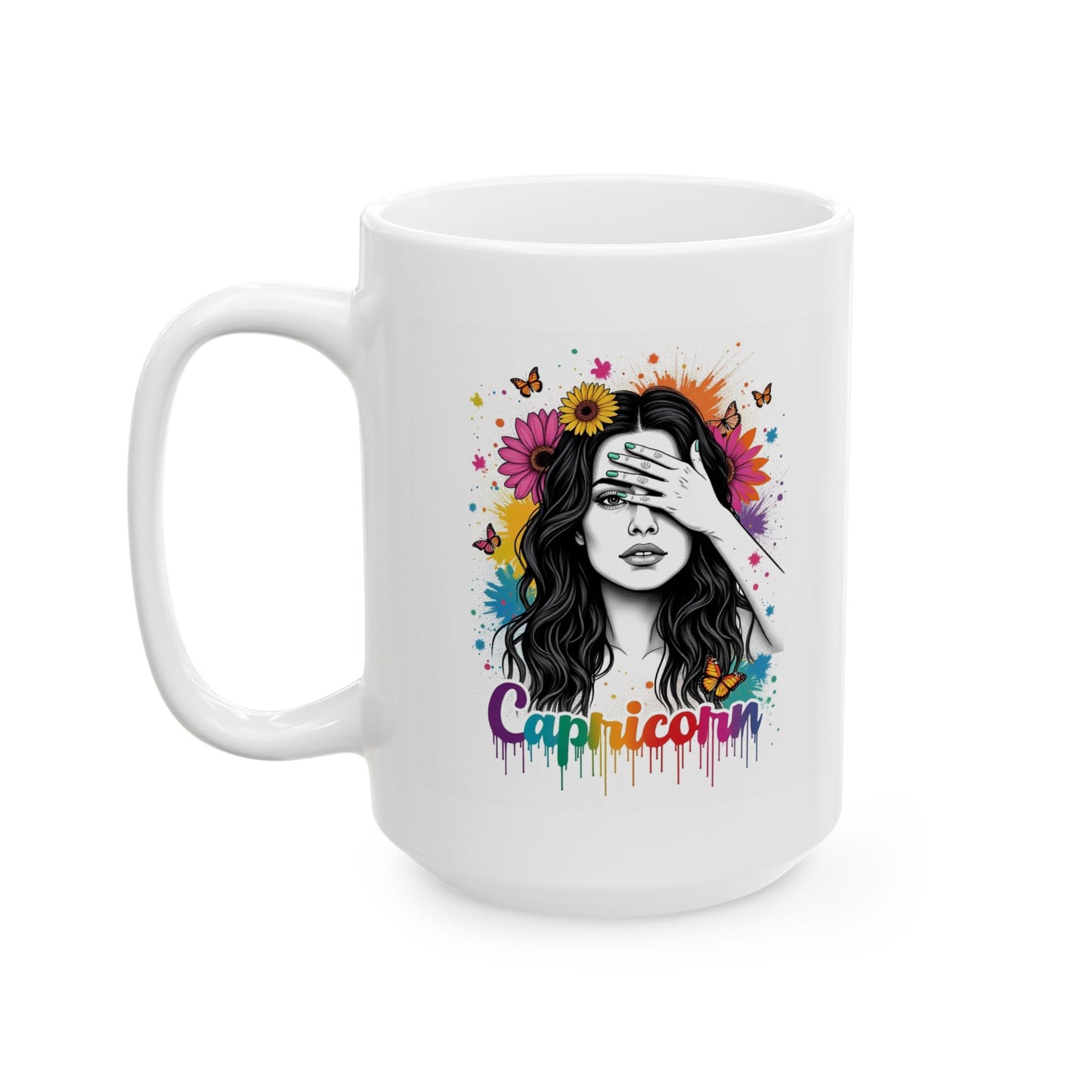 Color Splash Ceramic Capricorn Zodiac Mug - 11oz & 15oz Artist Design
