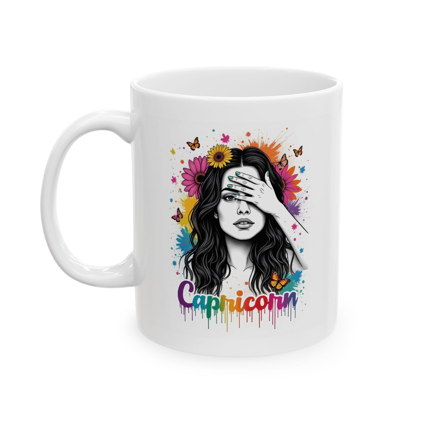 Color Splash Ceramic Capricorn Zodiac Mug - 11oz & 15oz Artist Design