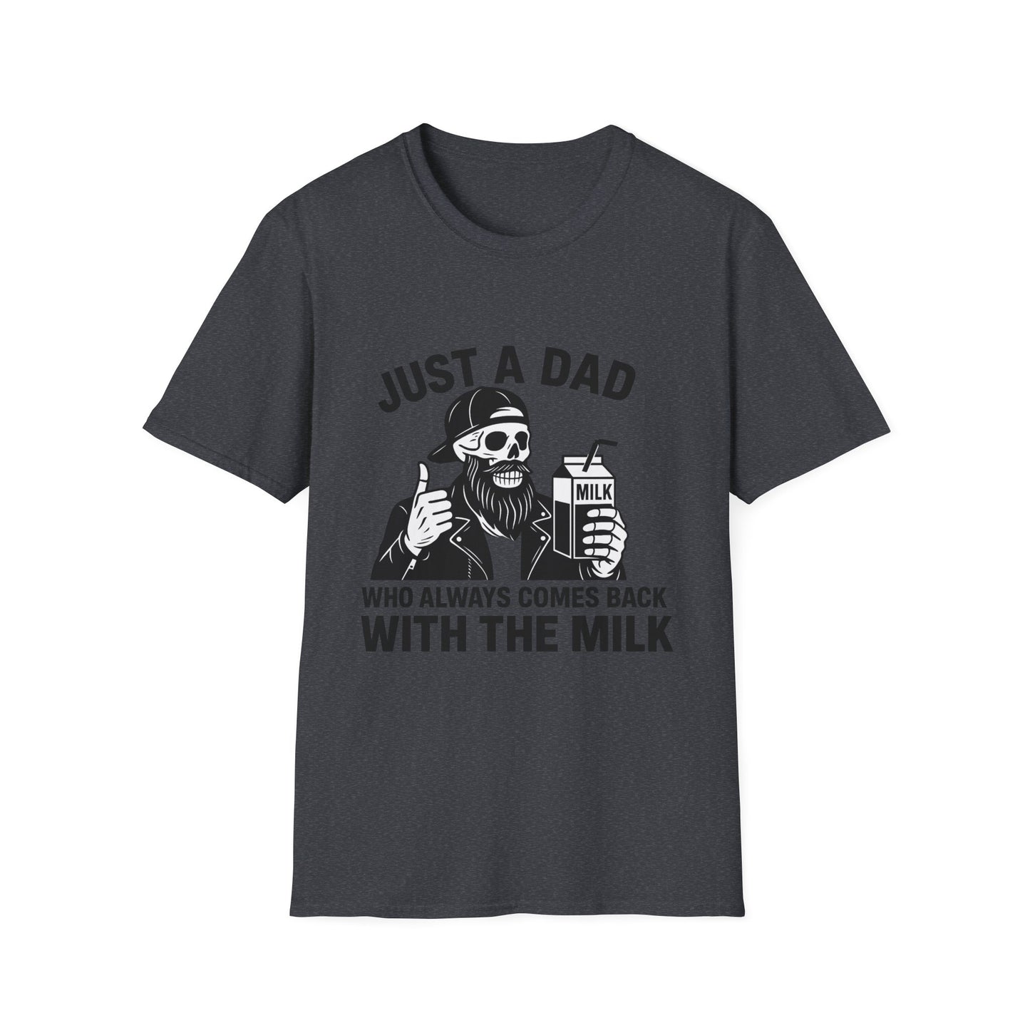 Just a Dad Softstyle T-Shirt, Funny Dad Shirt, Gift for Father's Day, Unisex Tee, Casual Wear, Milk Lover Tee