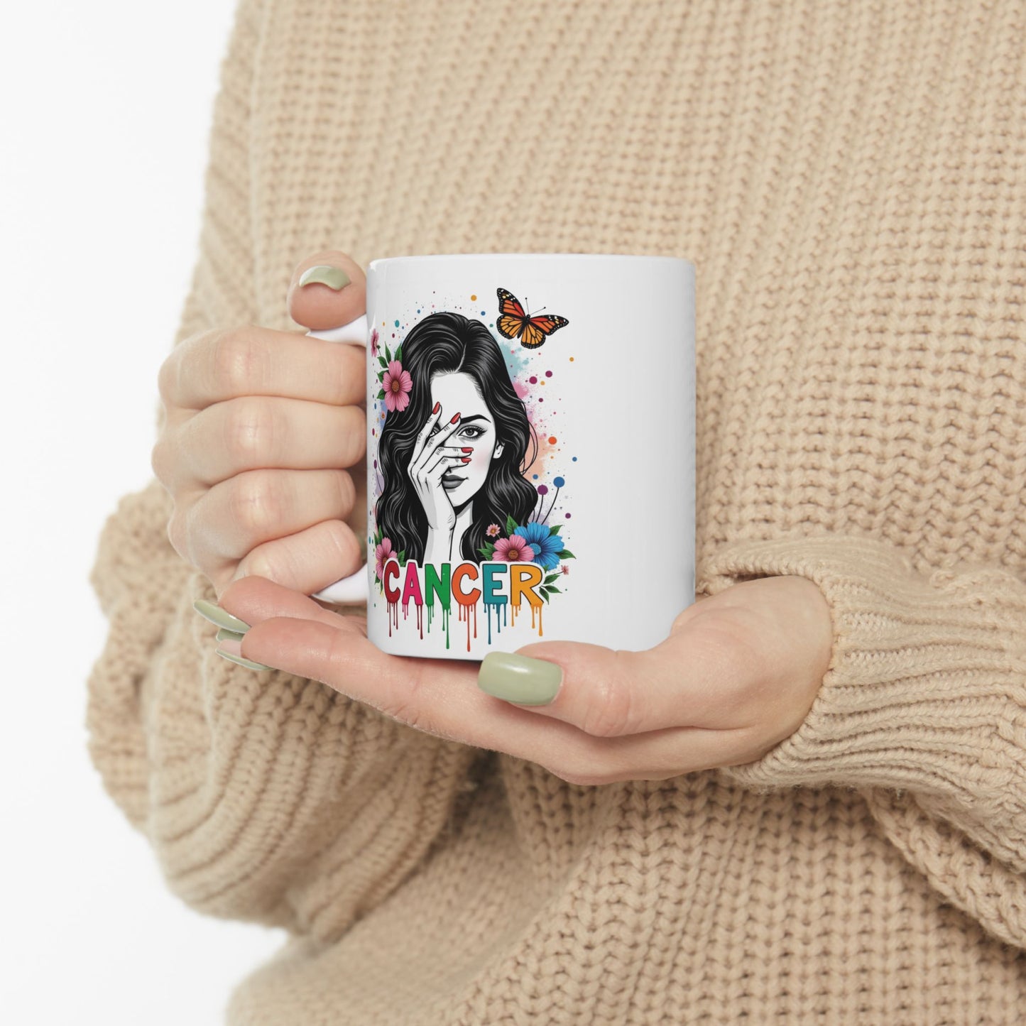 Color Splash Ceramic Cancer Zodiac Mug - 11oz & 15oz Artist Design