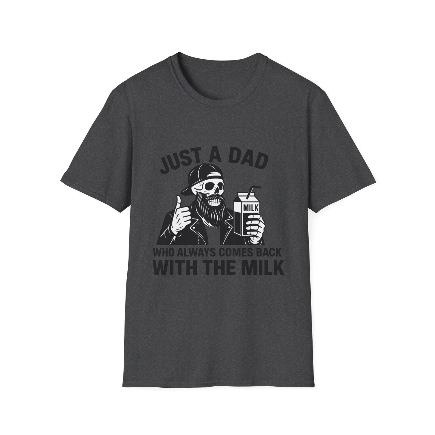 Just a Dad Softstyle T-Shirt, Funny Dad Shirt, Gift for Father's Day, Unisex Tee, Casual Wear, Milk Lover Tee