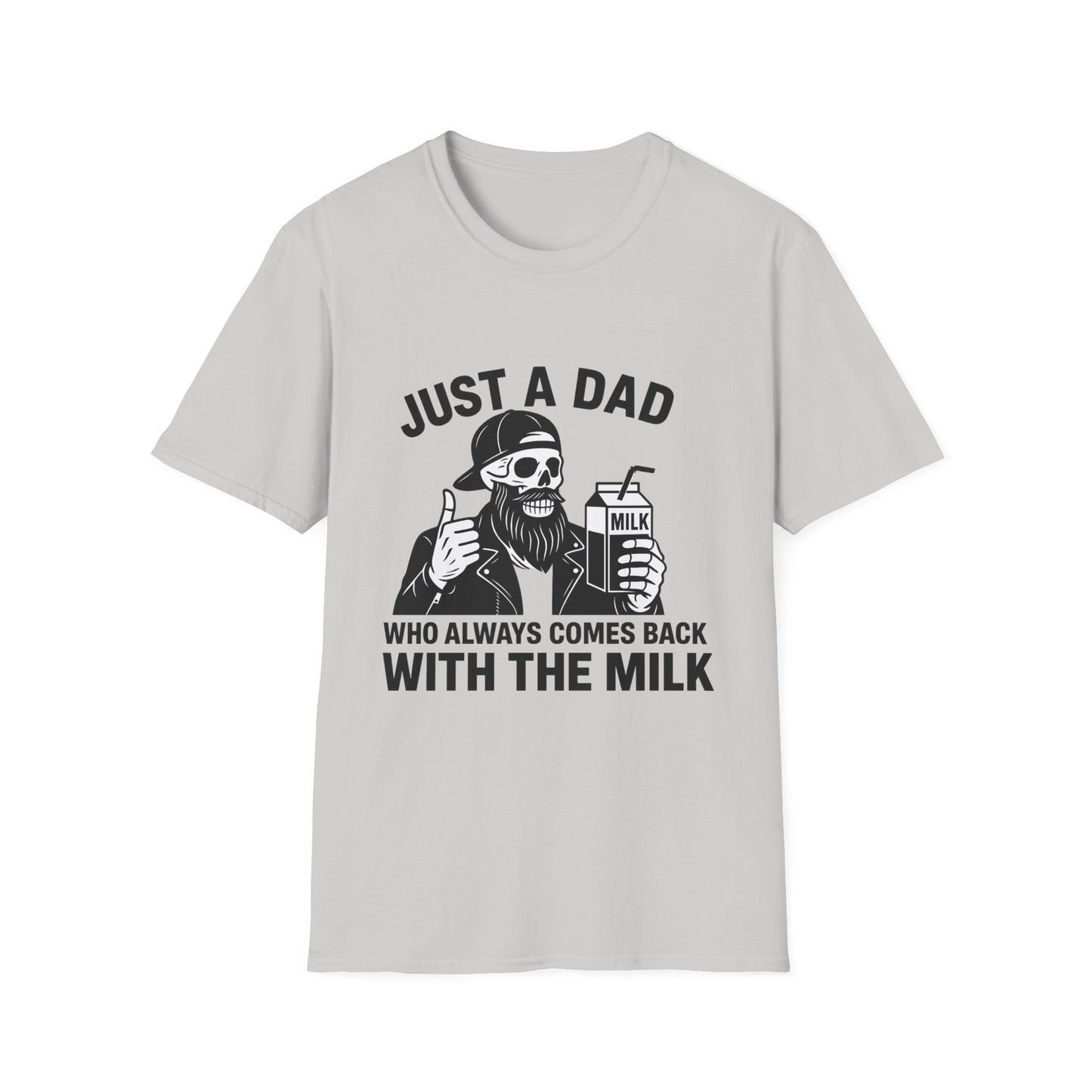 Just a Dad Softstyle T-Shirt, Funny Dad Shirt, Gift for Father's Day, Unisex Tee, Casual Wear, Milk Lover Tee