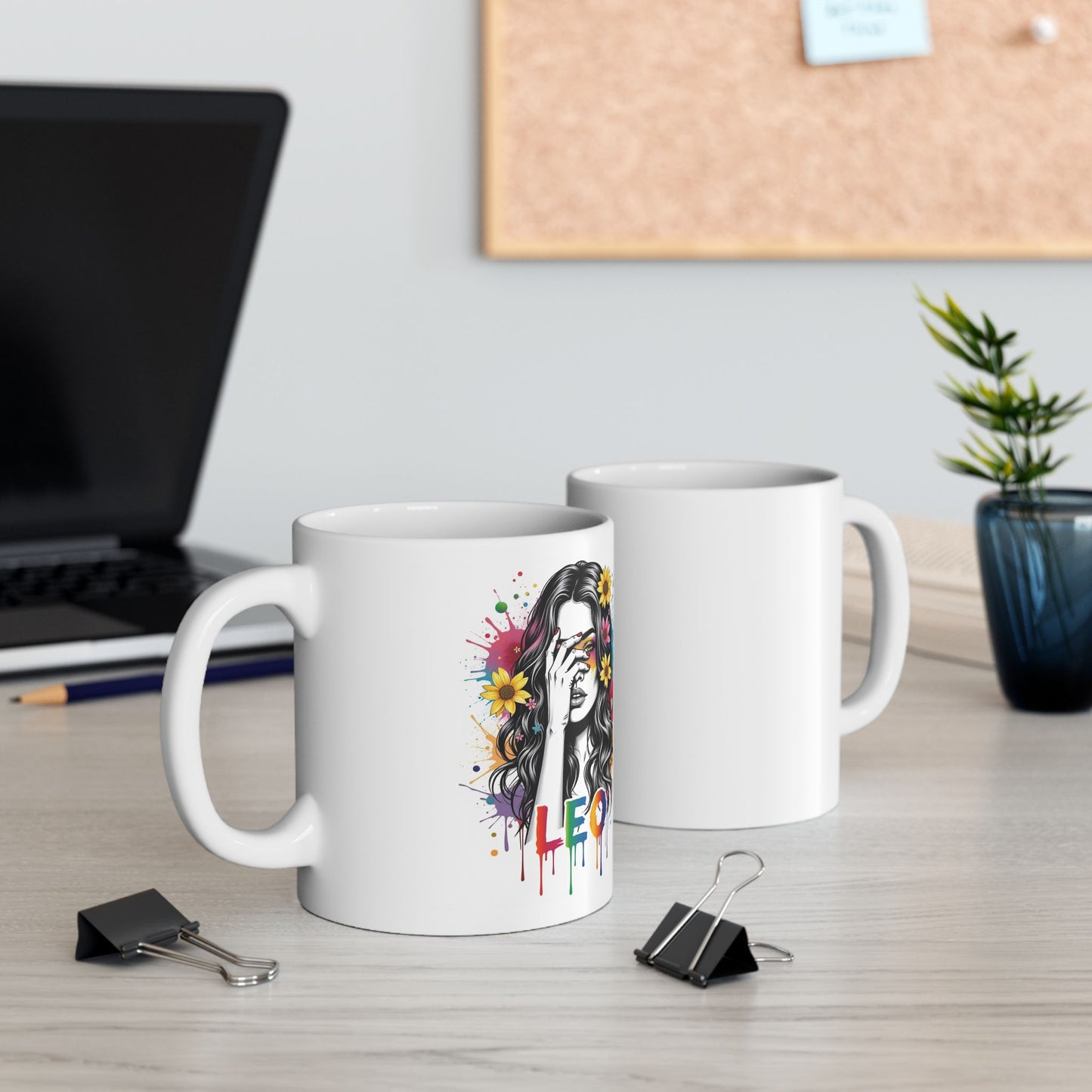 Color Splash Ceramic Leo Zodiac Mug - 11oz & 15oz Artist Design