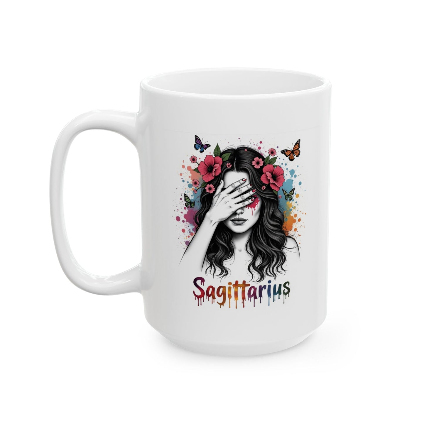 Color Splash Ceramic Sagittarius Zodiac Mug - 11oz & 15oz Artist Design