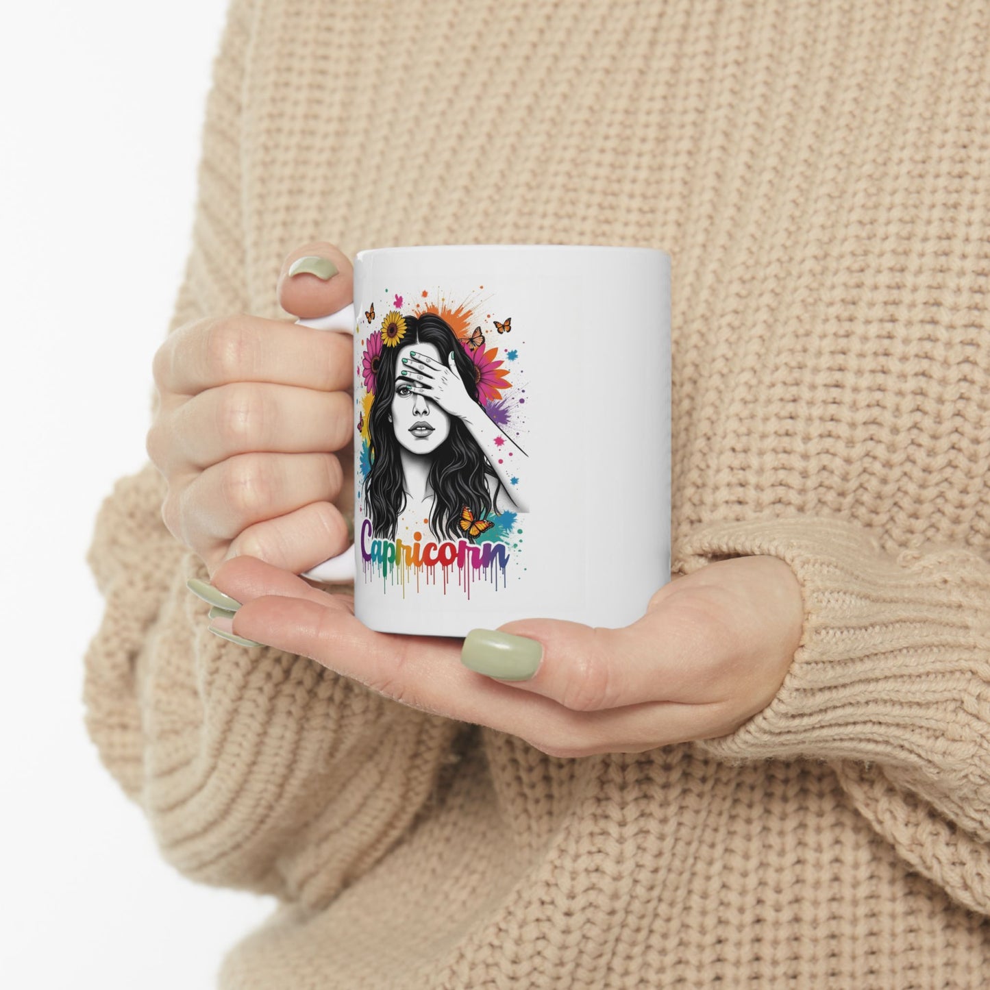 Color Splash Ceramic Capricorn Zodiac Mug - 11oz & 15oz Artist Design