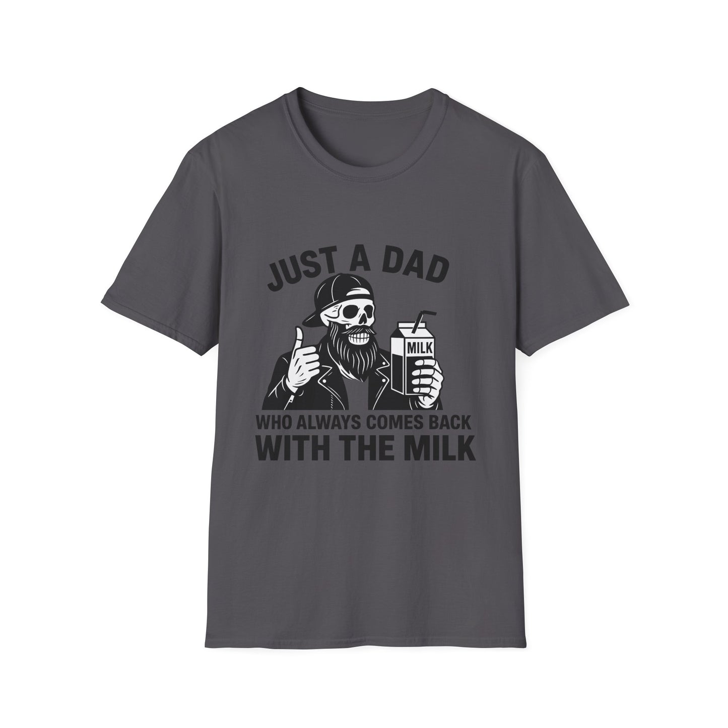 Just a Dad Softstyle T-Shirt, Funny Dad Shirt, Gift for Father's Day, Unisex Tee, Casual Wear, Milk Lover Tee