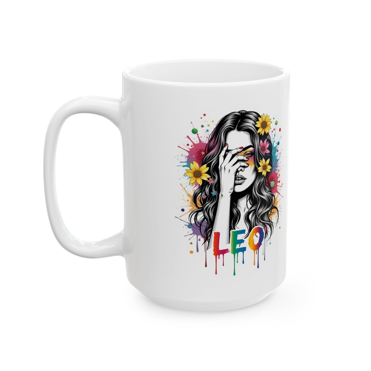 Color Splash Ceramic Leo Zodiac Mug - 11oz & 15oz Artist Design