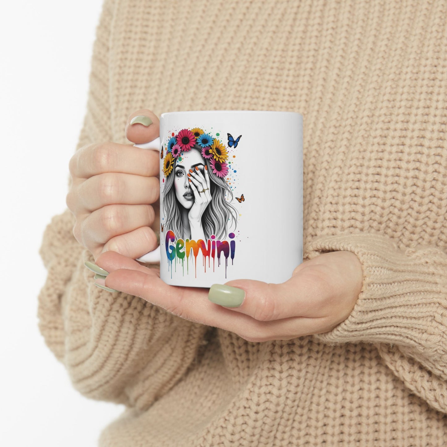 Color Splash Ceramic Gemini Zodiac Mug - 11oz & 15oz Artist Design