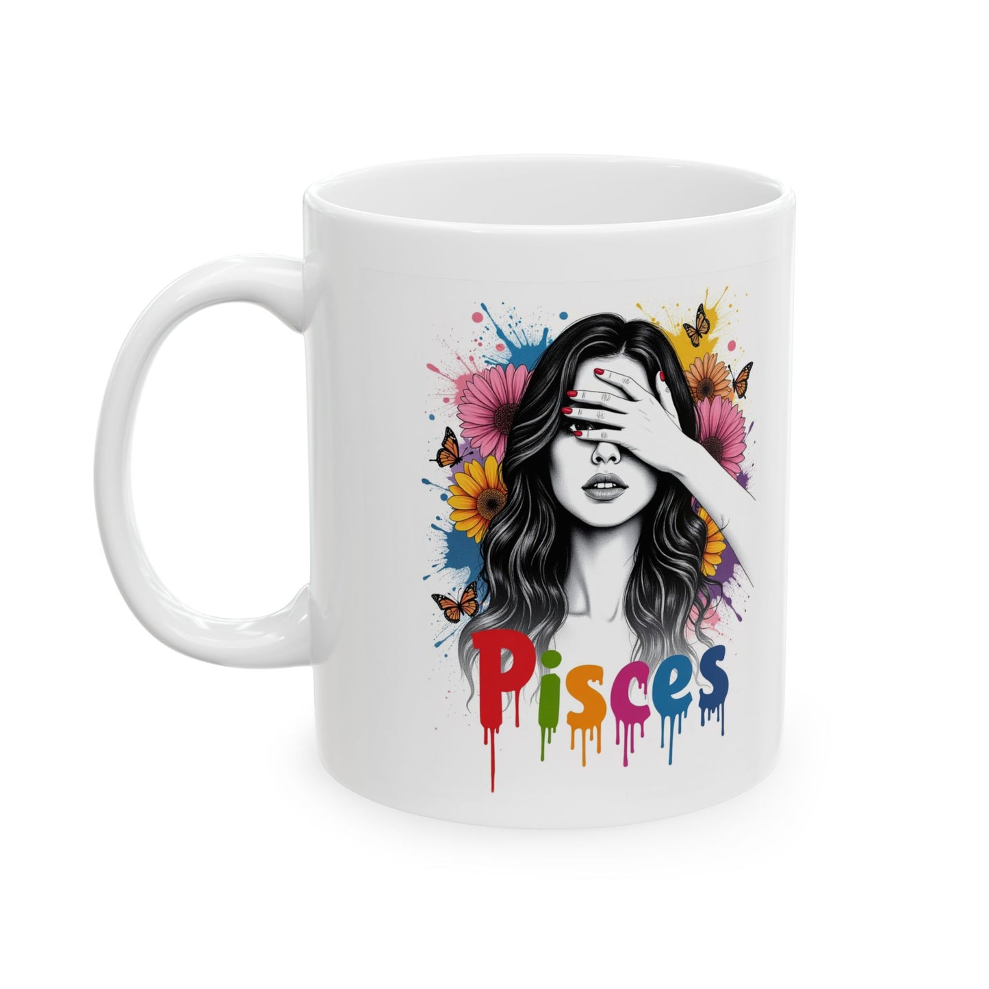 Color Splash Ceramic Pisces Zodiac Mug - 11oz & 15oz Artist Design