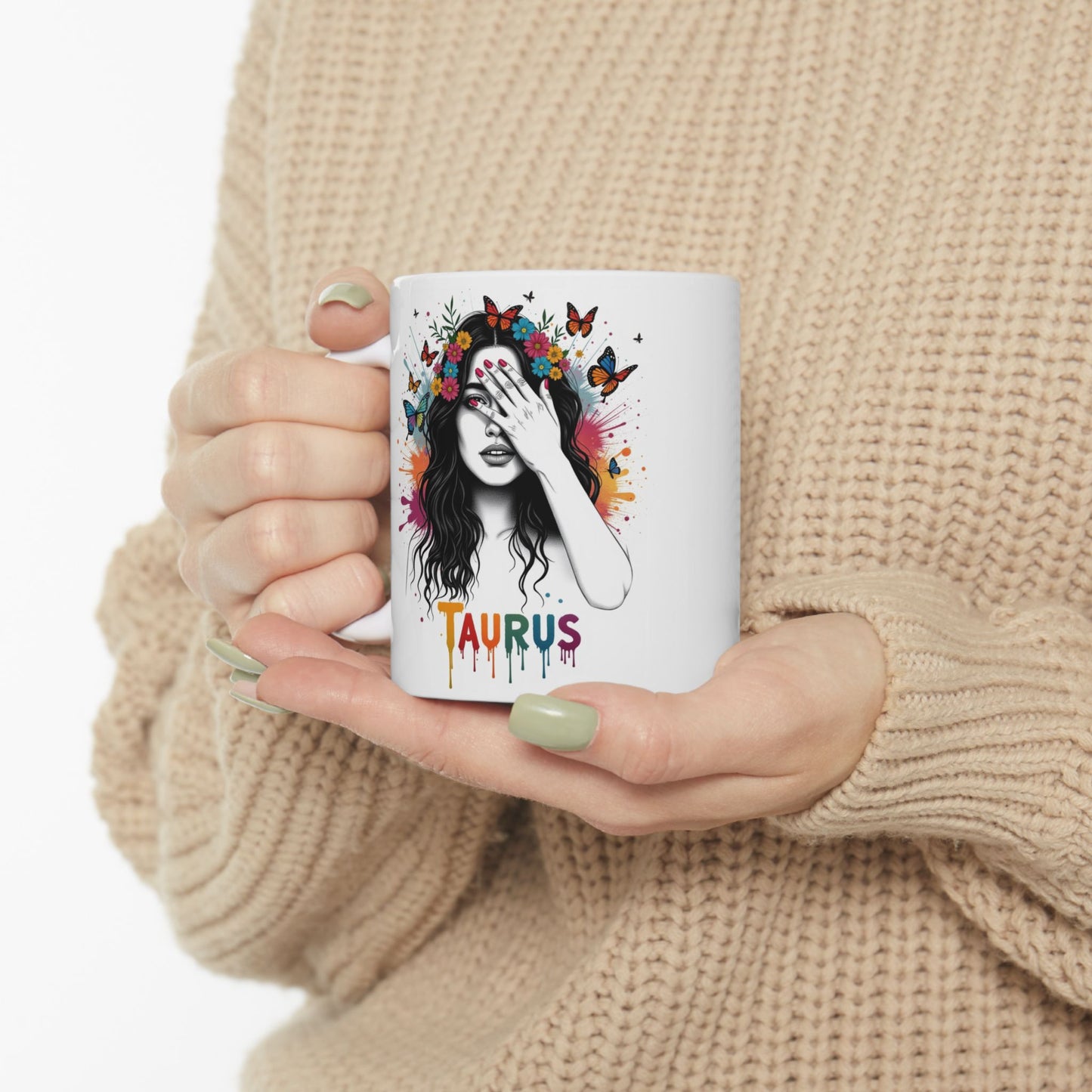 Color Splash Ceramic Taurus Zodiac Mug - 11oz & 15oz Artist Design
