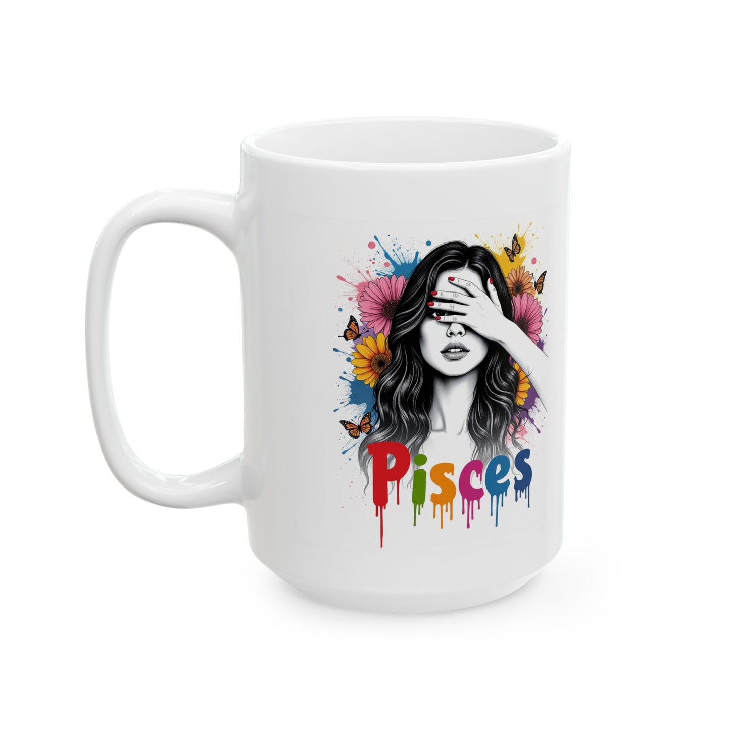 Color Splash Ceramic Pisces Zodiac Mug - 11oz & 15oz Artist Design