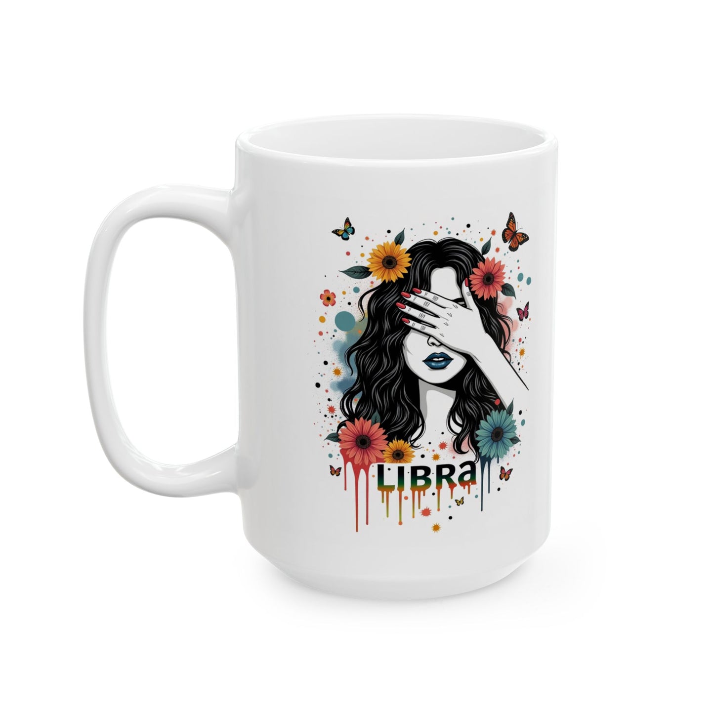 Color Splash Ceramic Libra Zodiac Mug - 11oz & 15oz Artist Design