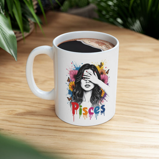 Color Splash Ceramic Pisces Zodiac Mug - 11oz & 15oz Artist Design