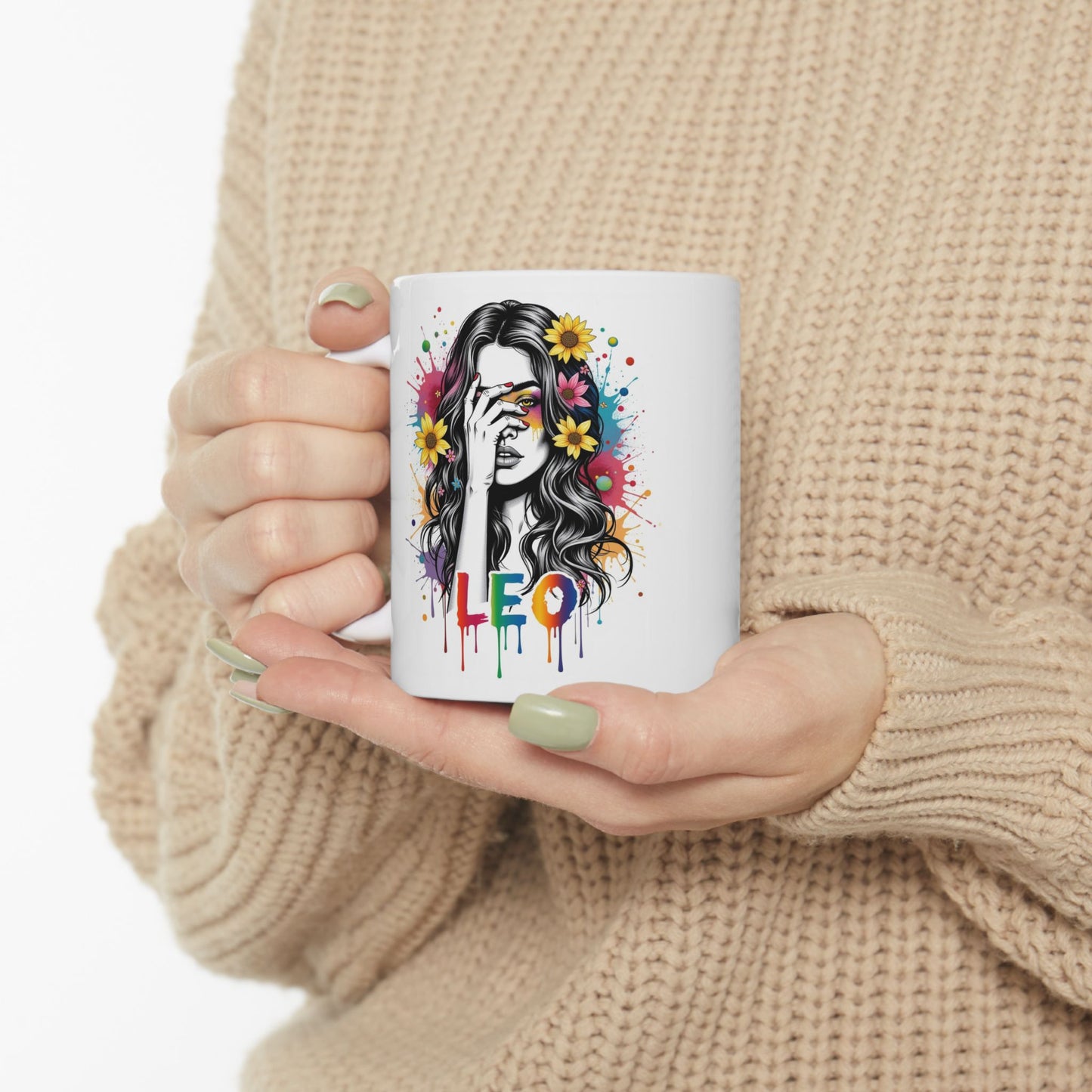 Color Splash Ceramic Leo Zodiac Mug - 11oz & 15oz Artist Design