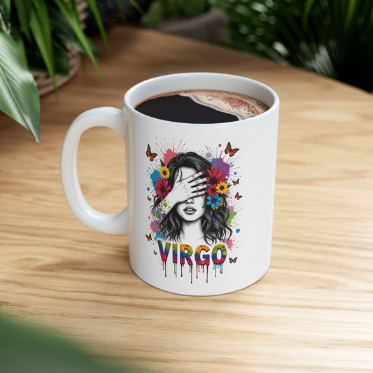 Color Splash Ceramic Virgo Zodiac Mug - 11oz & 15oz Artist Design