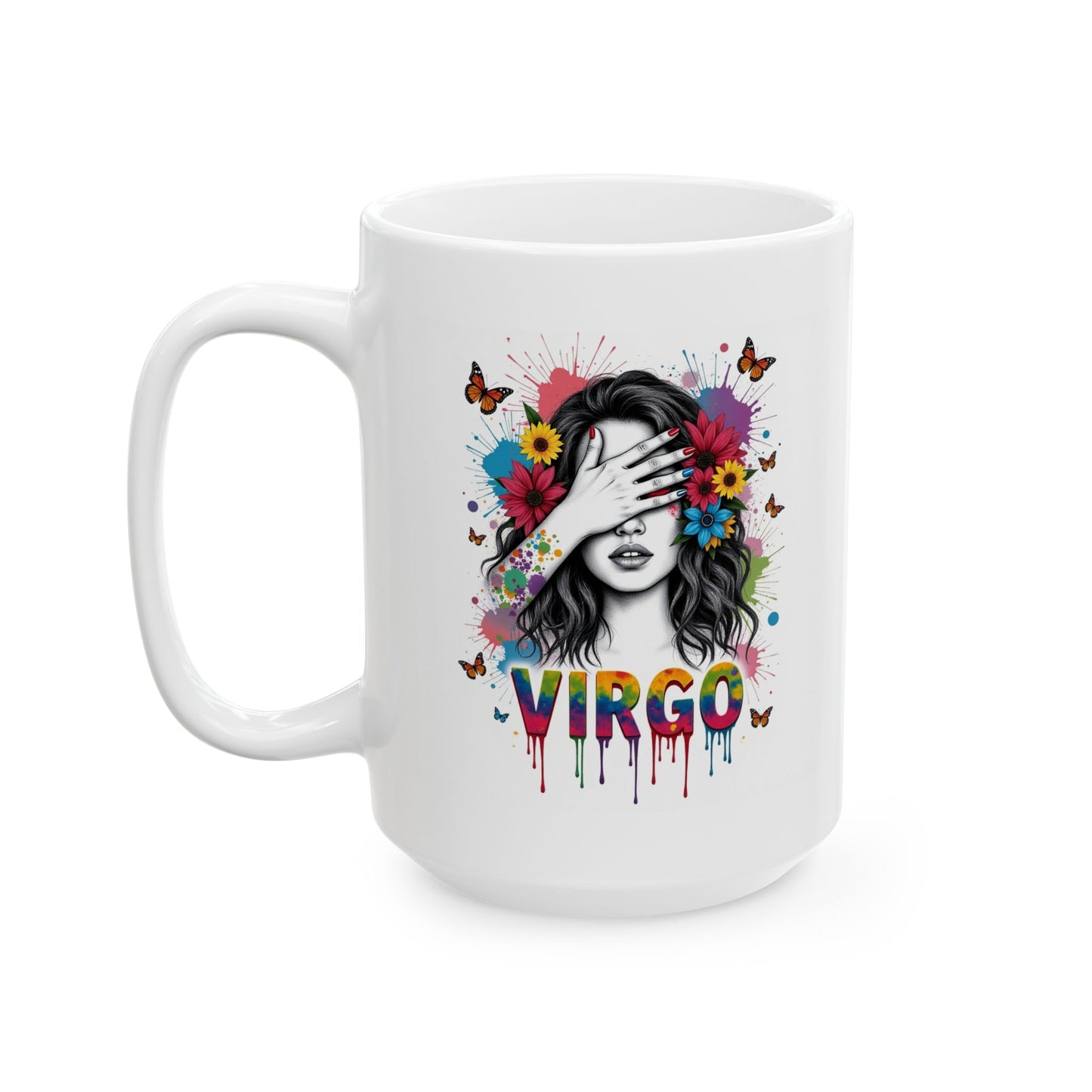 Color Splash Ceramic Virgo Zodiac Mug - 11oz & 15oz Artist Design