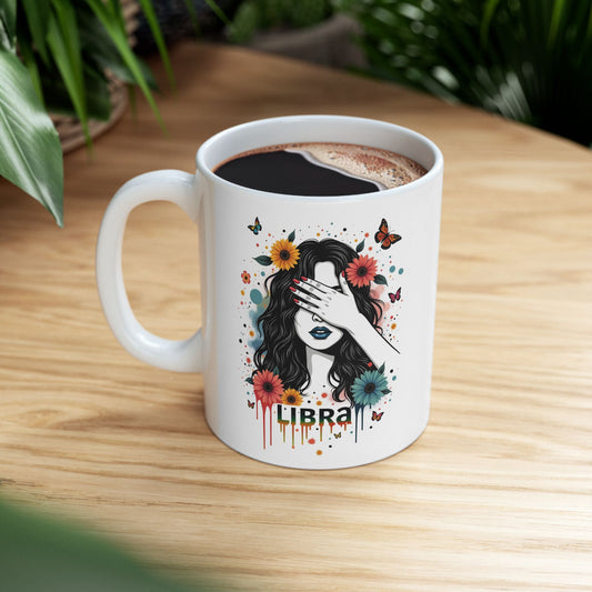 Color Splash Ceramic Libra Zodiac Mug - 11oz & 15oz Artist Design