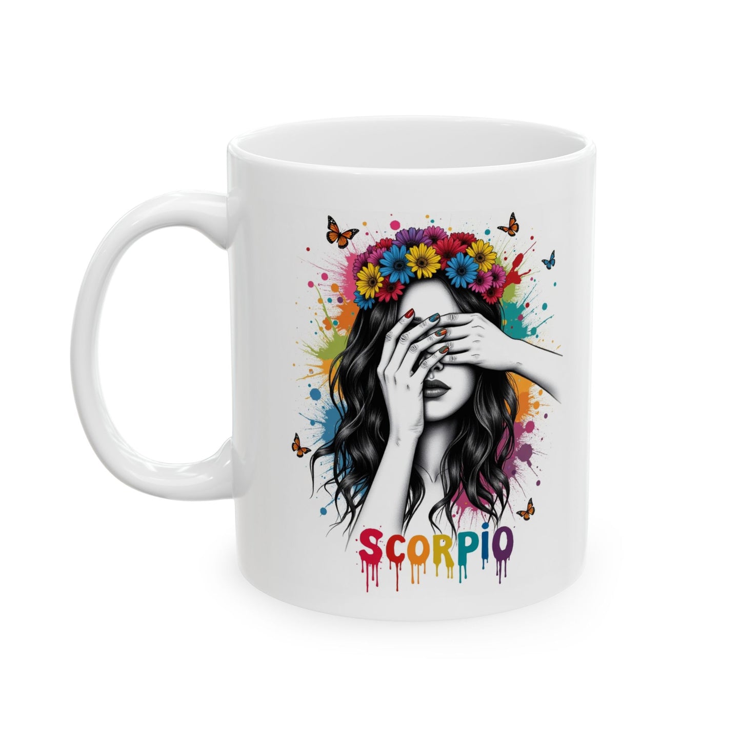 Color Splash Ceramic Scorpio Zodiac Mug - 11oz & 15oz Artist Design