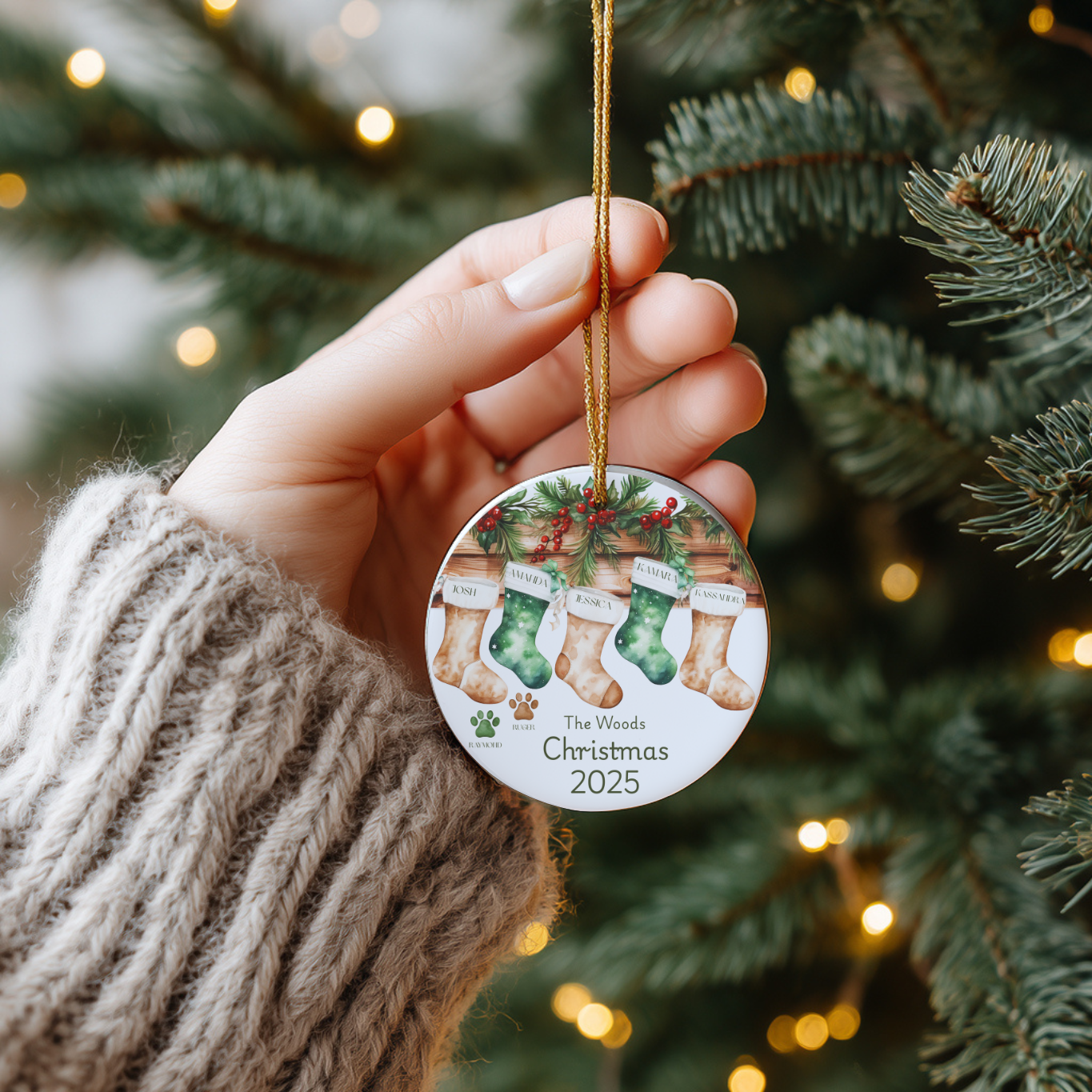 🎄 Personalized Rustic Stocking Ornament