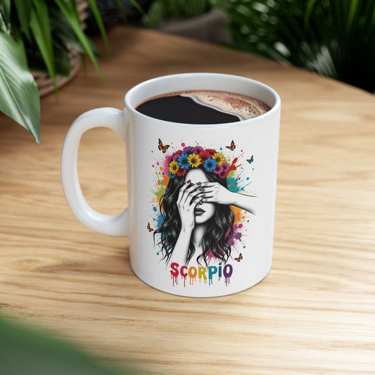 Color Splash Ceramic Scorpio Zodiac Mug - 11oz & 15oz Artist Design