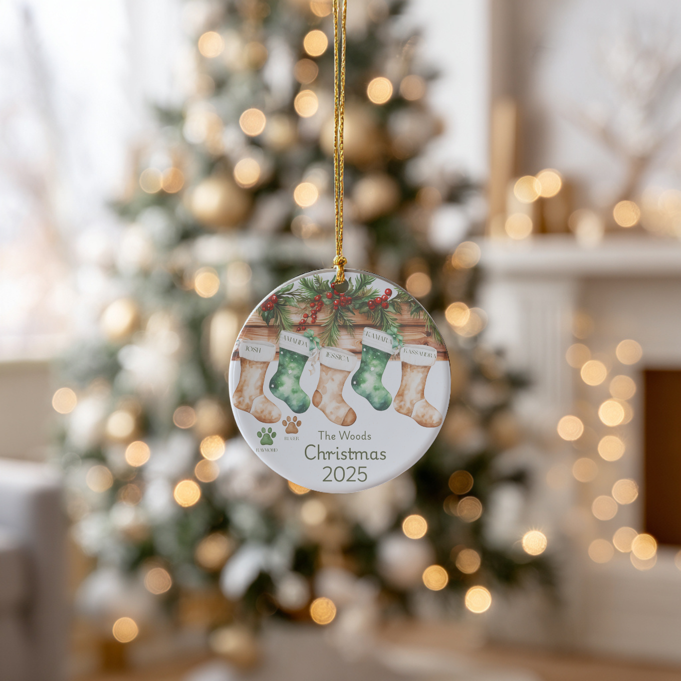 🎄 Personalized Rustic Stocking Ornament