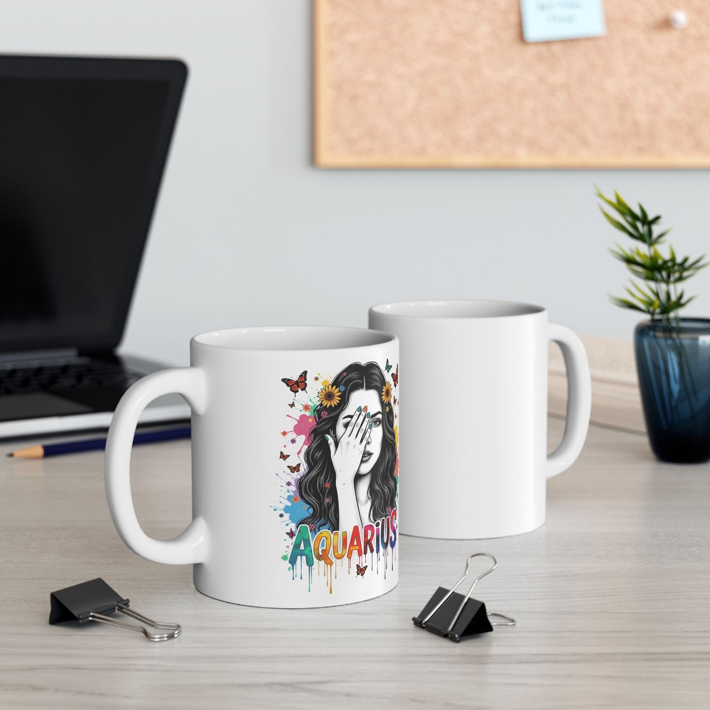Color Splash Ceramic Aquarius Zodiac Mug - 11oz & 15oz Artist Design