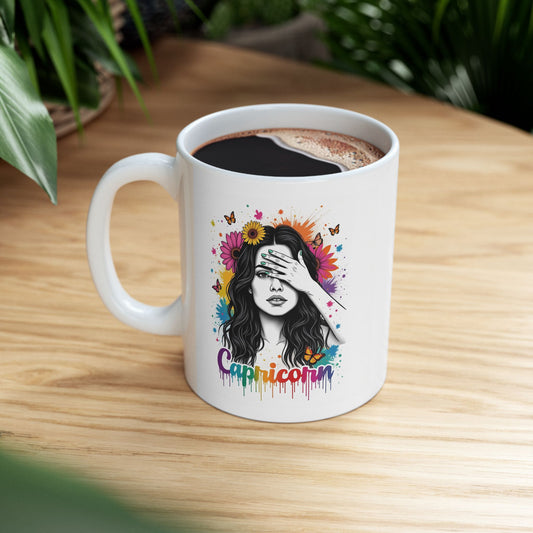 Color Splash Ceramic Capricorn Zodiac Mug - 11oz & 15oz Artist Design