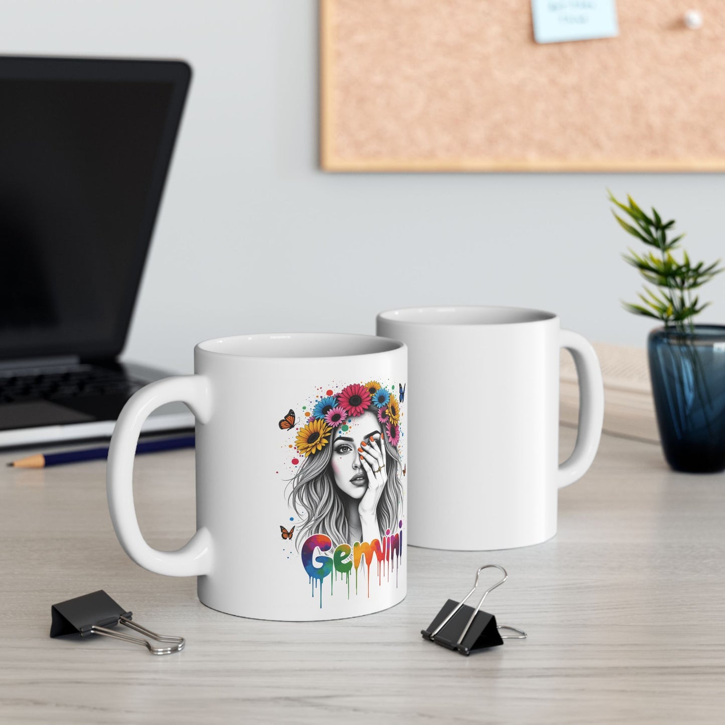Color Splash Ceramic Gemini Zodiac Mug - 11oz & 15oz Artist Design