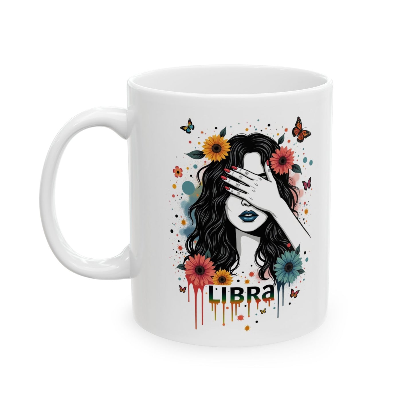 Color Splash Ceramic Libra Zodiac Mug - 11oz & 15oz Artist Design