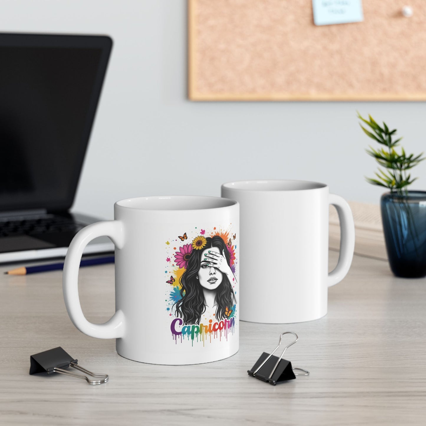 Color Splash Ceramic Capricorn Zodiac Mug - 11oz & 15oz Artist Design