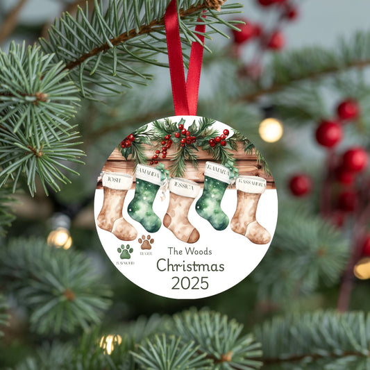 🎄 Personalized Rustic Stocking Ornament