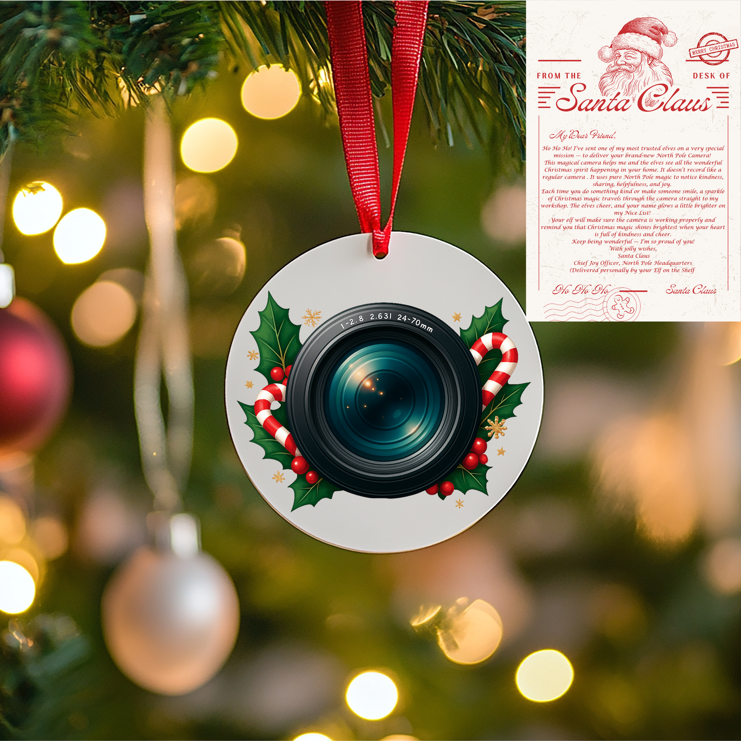 North Pole Ornament - Santa Letter Set – Magical Elf Delivery | Santa Cam Christmas Ornament for Kids