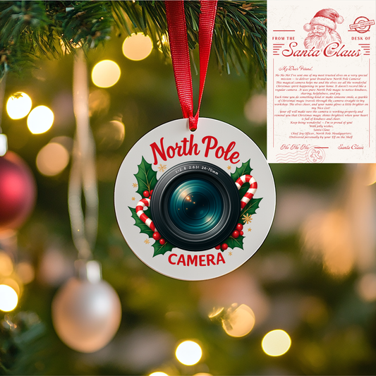 North Pole Ornament - Santa Letter Set – Magical Elf Delivery | Santa Cam Christmas Ornament for Kids